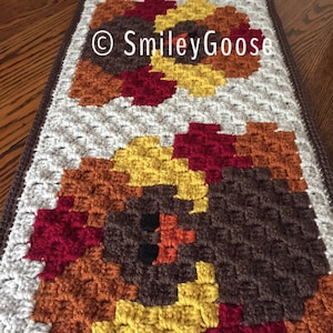Patrón de camino de mesa a crochet: camino de mesa de Acción de Gracias, patrón de Acción de Gracias C2C, patrón de pavo a crochet, patrón de crochet C2C imagen 3