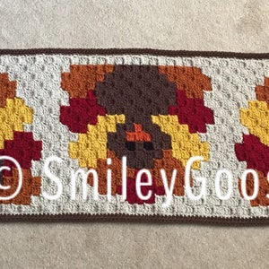 Patrón de camino de mesa a crochet: camino de mesa de Acción de Gracias, patrón de Acción de Gracias C2C, patrón de pavo a crochet, patrón de crochet C2C imagen 8