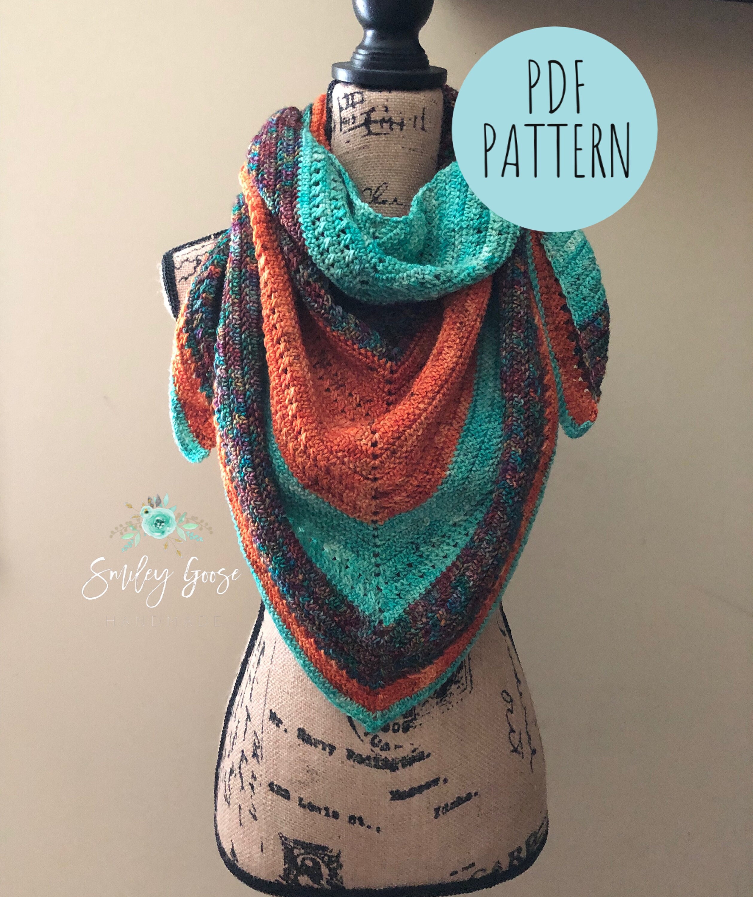CROCHET SHAWL PATTERN: Charlotte Shawl, Triangle Scarf, Crochet Wrap Pattern, Crochet Shawl Pattern, Crochet Scarf, Crochet Pattern