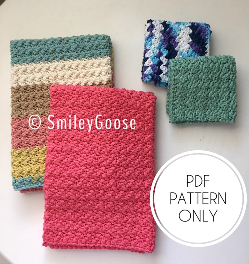 Crochet Dishcloth & Kitchen Towel Pattern Modern Dishcloth Etsy