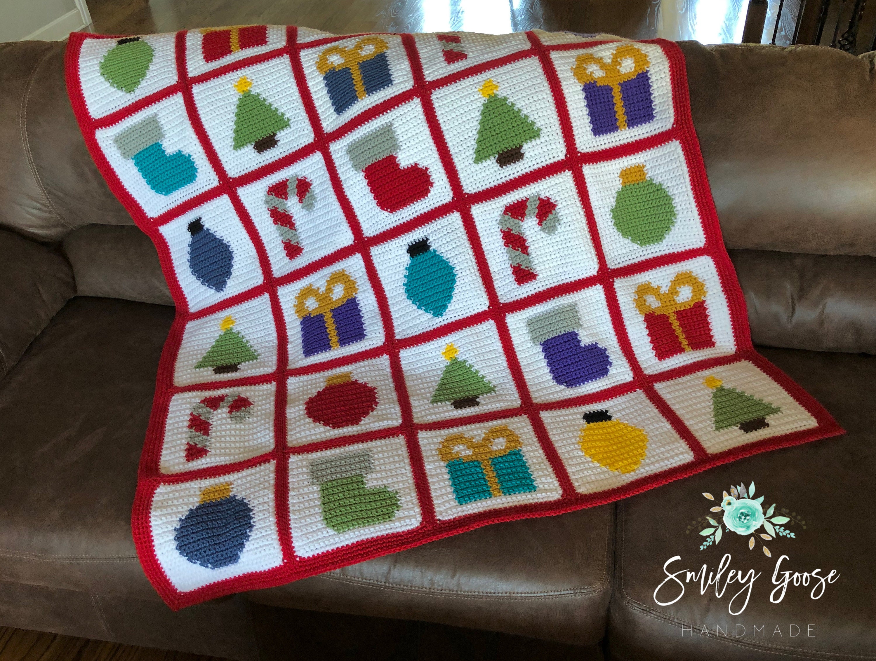 Crochet Christmas Blanket Pattern Christmas Throw Blanket Etsy