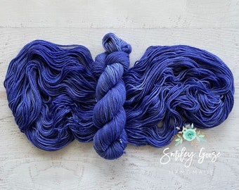 Hand Dyed Yarn, Purple Yarn, Colorway: Blue Purple OOAK, Dk #3 Weight Yarn, Semi Solid Yarn, Superwash Merino Wool, Ready to Ship