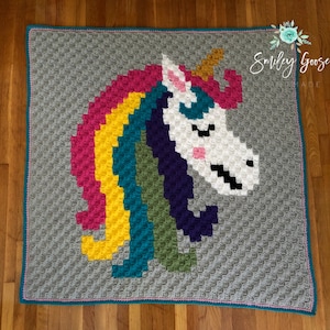 CROCHET BABY BLANKET Pattern: Unicorn Baby Blanket, C2C Unicorn Pattern, Unicorn Baby Bedding, Unicorn Pattern, C2C Graphgan Pattern image 2