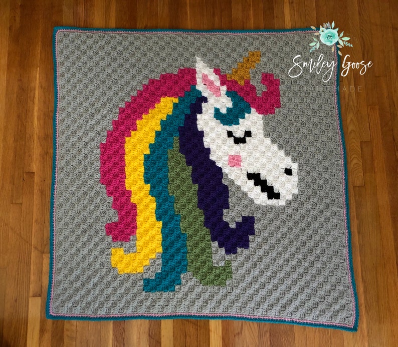 CROCHET BABY BLANKET Pattern: Unicorn Baby Blanket, C2C Unicorn Pattern, Unicorn Baby Bedding, Unicorn Pattern, C2C Graphgan Pattern image 2