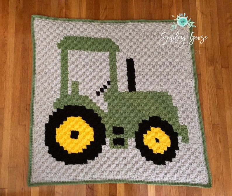 CROCHET BÉBÉ COUVERTURE Modèle : Couverture pour bébé tracteur, Modèle de tracteur C2C, Literie pour bébé de ferme, Modèle de tracteur, Modèle Graphgan C2C image 2