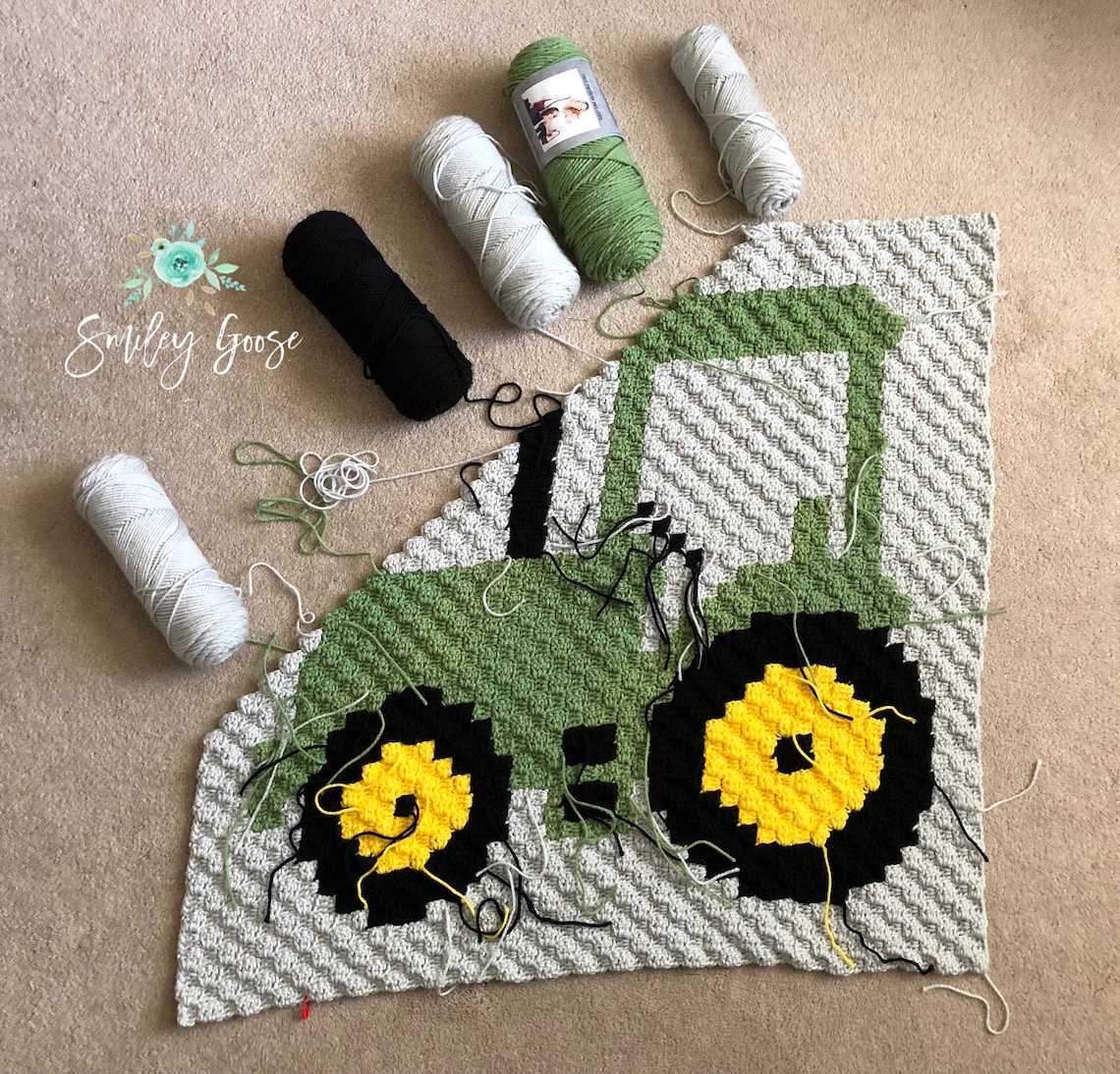 CROCHET BABY BLANKET Pattern Tractor Baby Blanket C2C Etsy