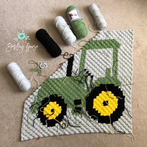 CROCHET BÉBÉ COUVERTURE Modèle : Couverture pour bébé tracteur, Modèle de tracteur C2C, Literie pour bébé de ferme, Modèle de tracteur, Modèle Graphgan C2C image 4