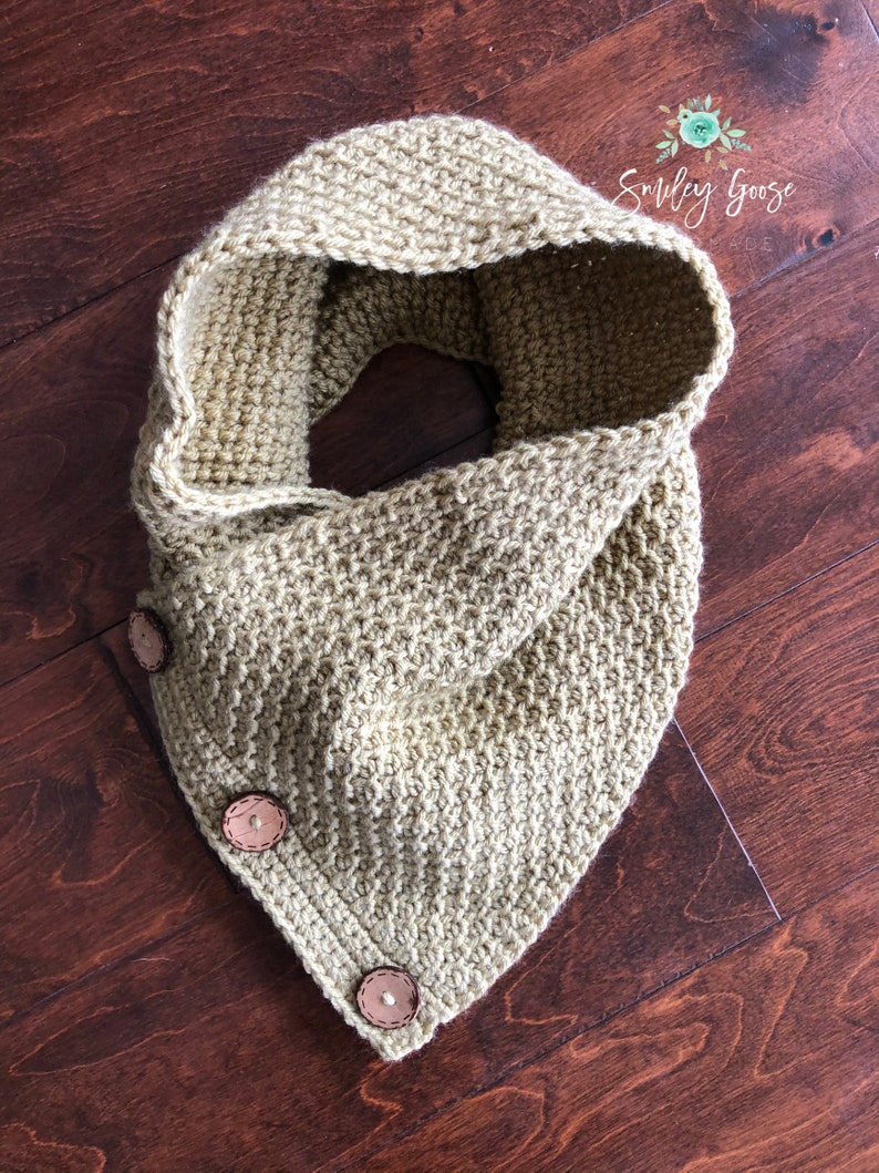 TUNISIAN CROCHET PATTERN: Ren Cowl, Tunisian Crochet, Tunisian Honeycomb Stitch, Cowl with Button Closure, Scarf Pattern, Crochet Scarf image 6