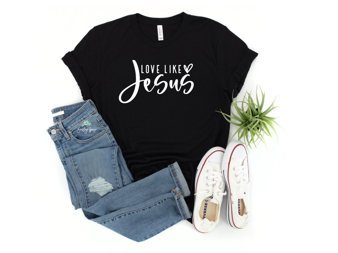 "Love Like Jesus" Faith Graphic Sweatshirt For Women - Cotton Blend Long Sleeve Shirt