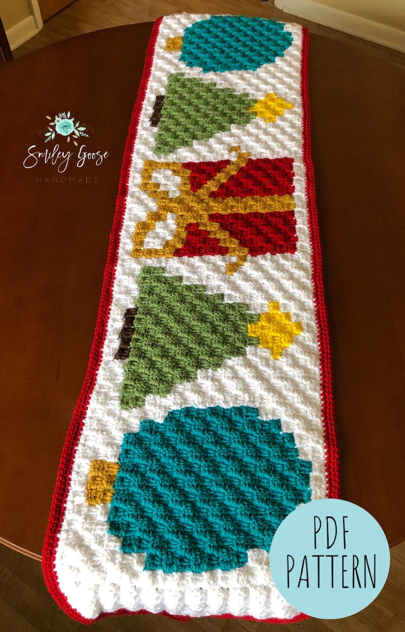 CROCHET TABLE RUNNER Pattern: Christmas Table Runner, C2C Christmas Pattern, Christmas Crochet Pattern, C2C Crochet Pattern image 1