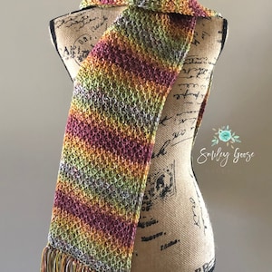 TUNISIAN CROCHET PATTERN: Ren Scarf, Tunisian Crochet, Tunisian Honeycomb Stitch, Long Scarf with Fringe, Easy Crochet Scarf Pattern image 5