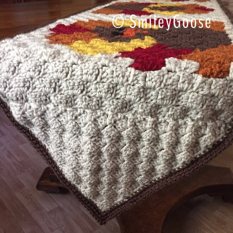 Patrón de camino de mesa a crochet: camino de mesa de Acción de Gracias, patrón de Acción de Gracias C2C, patrón de pavo a crochet, patrón de crochet C2C imagen 7