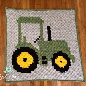 CROCHET BÉBÉ COUVERTURE Modèle : Couverture pour bébé tracteur, Modèle de tracteur C2C, Literie pour bébé de ferme, Modèle de tracteur, Modèle Graphgan C2C image 7