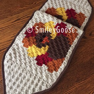 Patrón de camino de mesa a crochet: camino de mesa de Acción de Gracias, patrón de Acción de Gracias C2C, patrón de pavo a crochet, patrón de crochet C2C imagen 5