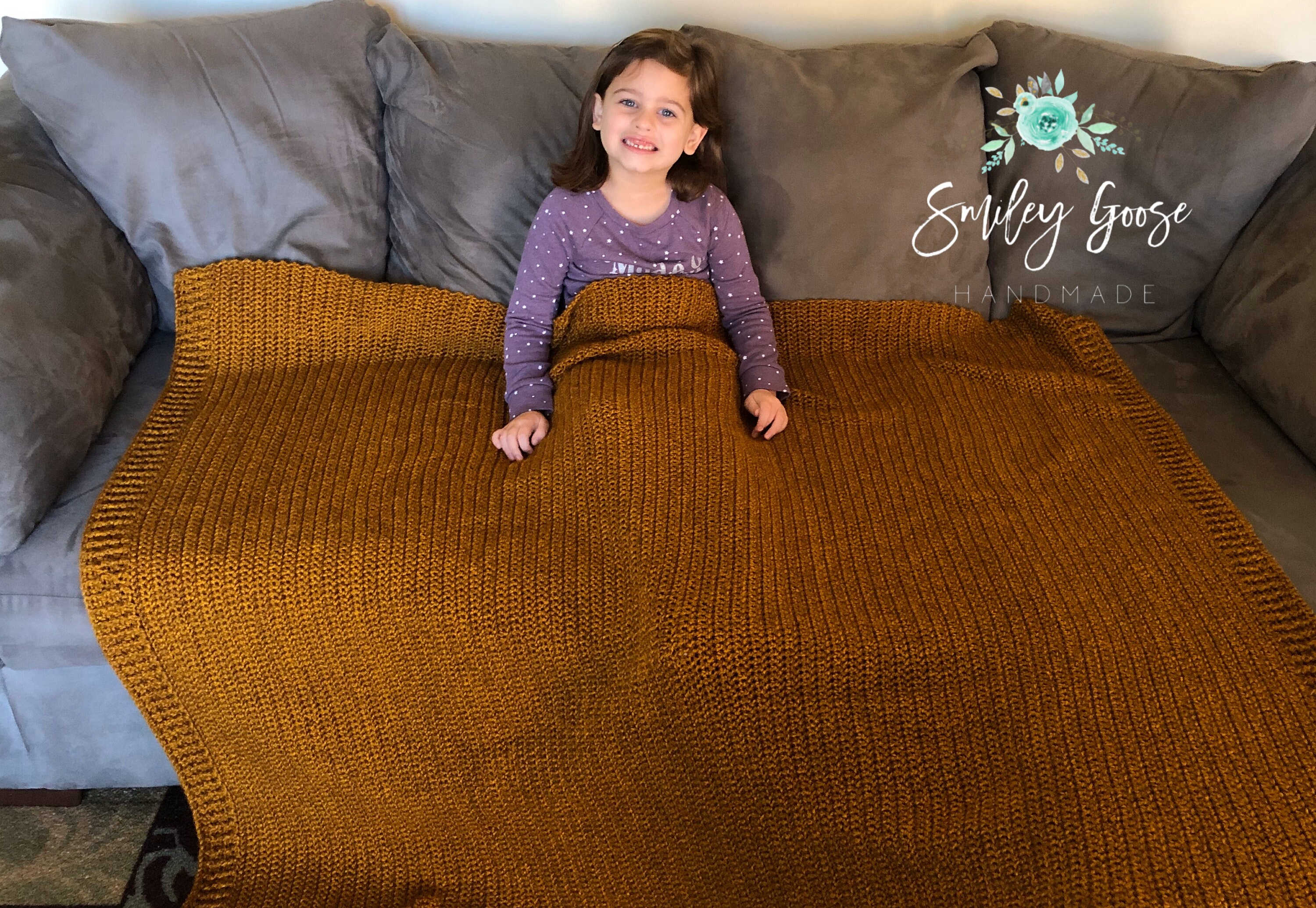 CROCHET BLANKET PATTERN Grayson Throw Blanket Easy Crochet Etsy