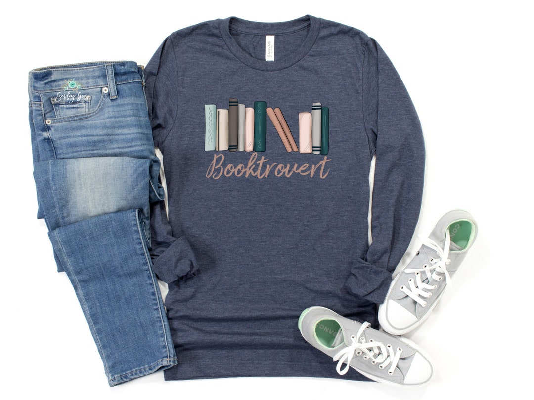 Booktrovert Sleeve T Shirt Book Lover Shirt Funny Introvert Shirt Book ...