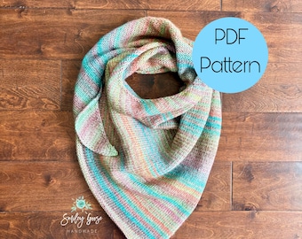 KNIT SCARF PATTERN: Maeve Scarf, Triangle Scarf, Knit Wrap Pattern, Knit Shawl Pattern, Knit Scarf, Knit Pattern, Knit Triangle Scarf