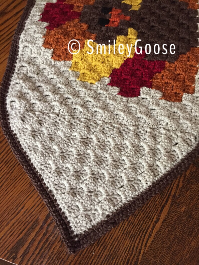 Patrón de camino de mesa a crochet: camino de mesa de Acción de Gracias, patrón de Acción de Gracias C2C, patrón de pavo a crochet, patrón de crochet C2C imagen 9