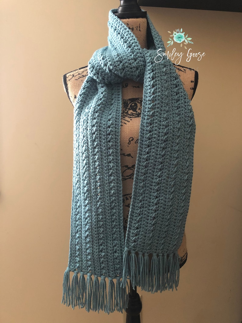 CROCHET SCARF PATTERN: Rowan Scarf, Easy Crochet Scarf Pattern, Long Crochet Scarf with Fringe, Easy Crochet Pattern, Scarf Pattern image 2