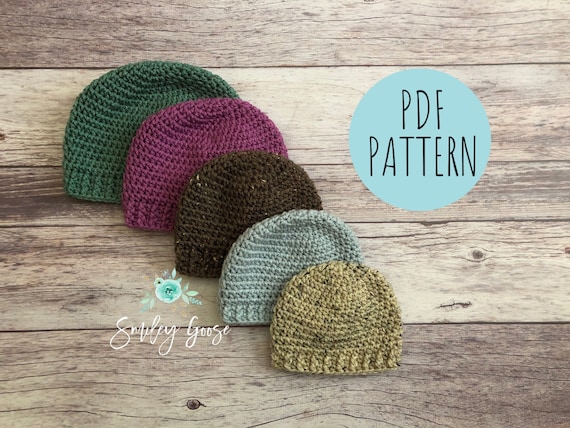 CROCHET BEANIE PATTERN: August Beanie, Crochet Hat Pattern, Easy Crochet Pattern, Infant Toddler Child & Adult Sizes, Crochet Pattern