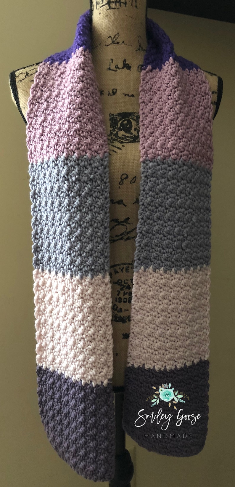 Chunky Crochet Scarf Pattern Bulky Yarn Pattern Etta Etsy