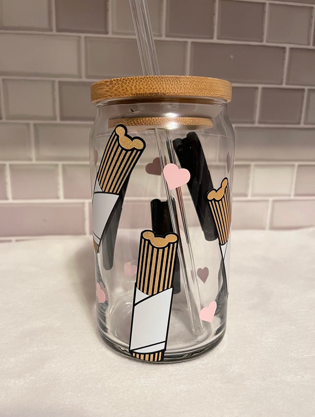 Libbey Coffee Glass Disney Inspired Beer Can Glass Mickey Churro Park