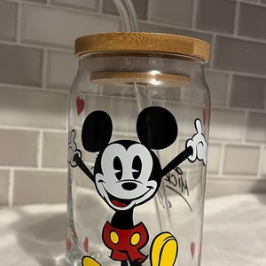 Libbey Coffee Glass | Disney Inspired Beer Can Glass | Mickey Mouse | Mickey and Friends | 16oz | 20oz | Handmade Glassware | Perfect Gift