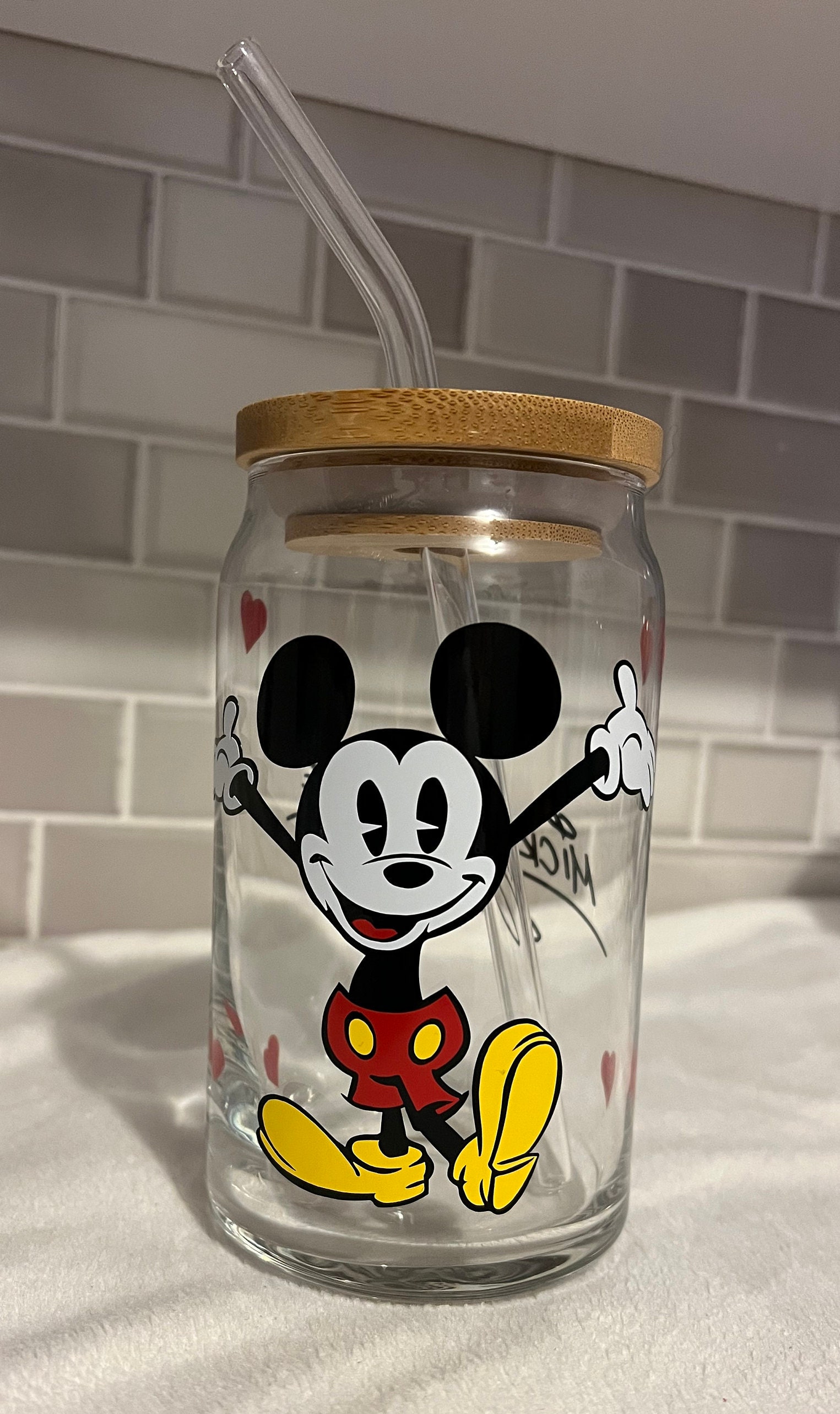 Disney Wine Glass - Mickey Mouse Icons - Black-KitGlass-2816