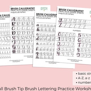 Brush Lettering Practice Sheets, Small Brush Pen Instant Download image 1