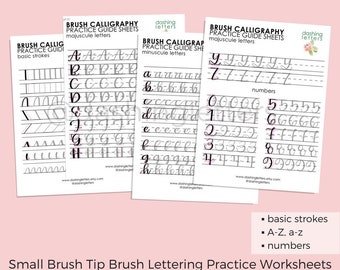 Brush Lettering Practice Sheets, Small Brush Pen - Instant Download