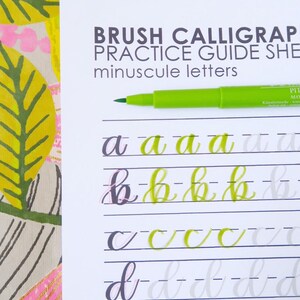 Brush Lettering Practice Sheets, Small Brush Pen Instant Download image 3