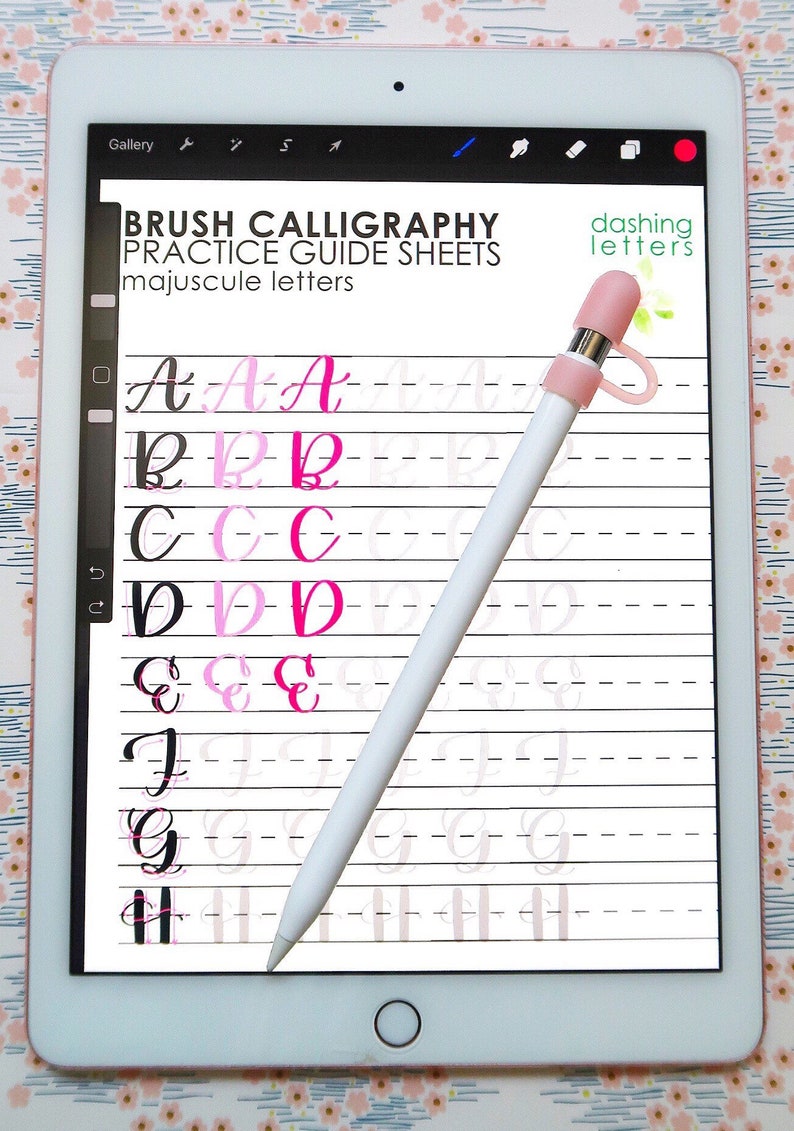 Brush Lettering Practice Sheets, Small Brush Pen Instant Download image 8