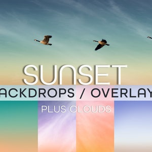 Sunset Sky Digitale Hintergründe / Overlays + Wolken, Photoshop Overlays, bunte Overlays, bunte Kulissen, Kulisse Download