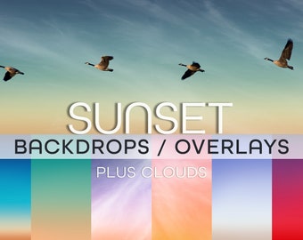 Sunset Sky Digitale Hintergründe / Overlays + Wolken, Photoshop Overlays, bunte Overlays, bunte Kulissen, Kulisse Download