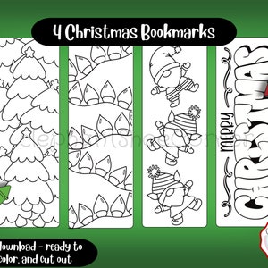 Christmas Printable Coloring Bookmarks | Printable Bookmarks | Cute Christmas Printable | Coloring Bookmarks | Bookmark Set | Coloring Pages