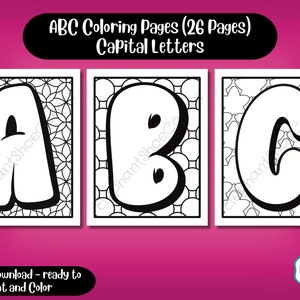 ABC Coloring Pages | Printable Coloring Pages | Alphabet Printable | ABC Coloring Book | Capital Letters | Worksheets | Letter Recognition