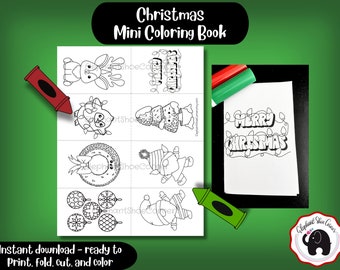 Christmas Mini Coloring Book: Kawaii Printable Pages (PDF)