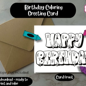 Printable and Colorable Happy Birthday Card: DIY Greeting Card (PDF)