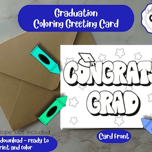 Printable Graduation Card | Class of 2024 | Congrats Grad | Printable Card | Congratulations Graduate | Colorable Card | Greeting Card