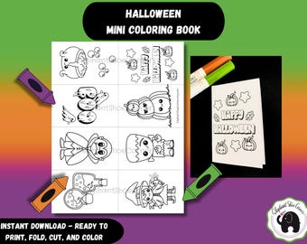 Cute Halloween Mini Coloring Book | Printable Kawaii Pages (PDF)
