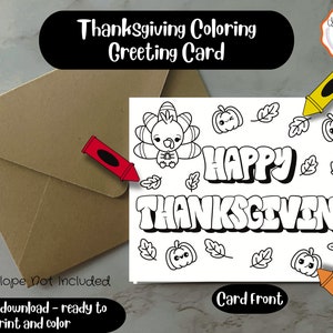 Thanksgiving Coloring Card | Colorable Thanksgiving Card | Printable Thanksgiving Card | DIY Card Making | DIY Greeting Card | Cute Turkey