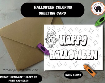 Halloween Coloring Card | Colorable Halloween Card | Printable Halloween Card | DIY Card Making | DIY Greeting Card | Witch cards