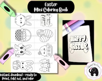Easter Mini Coloring Book: Kawaii Printable Pages (PDF)