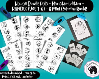 Monster Mini Coloring Book Bundle | Kawaii Printable Pages (PDF)
