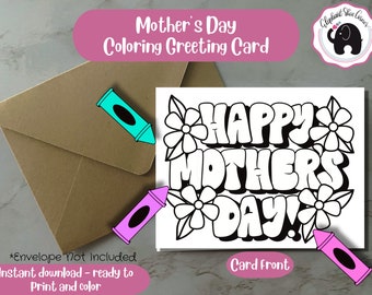 Printable Floral Mother's Day Card: Colorable DIY Greeting (PDF)