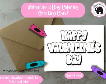 Printable Valentine's Day Coloring Card: DIY Greeting Card (PDF)