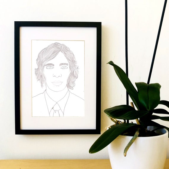 Młody Człowiek Twarz Rysunek Oryginalna Grafika Ołówek Na Papierze A4 Do Wystroju Domu I Aranżacji Wnętrz