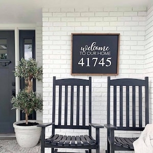 22X26 (shown) Welcome to our home Address Number" / Farmhouse Style / Rustic/Home Decor/ Sign / Gifts / Entry way