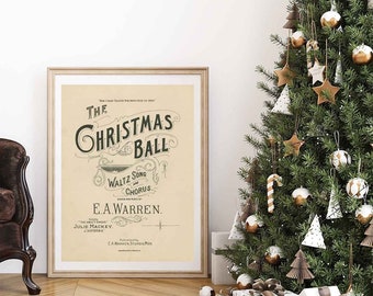 The Christmas Ball | DIGITAL DOWNLOAD |   Vintage Art | Wall Art | PRINTABLE | Christmas | Santa Modern Art | Simply Inspired Design Co