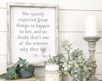 12X15 "She Quietly Expected Great Things" / Farmhouse Sign / Rustic / Home Decor / Wood sign / Farmhouse Style / Inspirational / Zelda